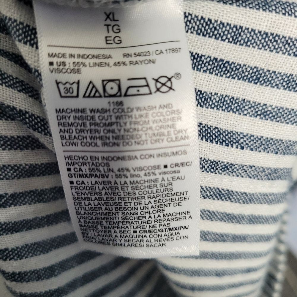 Old Navy linen blend Blue white striped wide leg pull on pants Vacation Xl - Picture 5 of 8